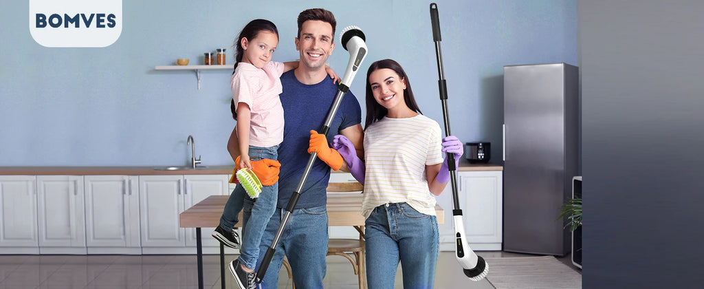 Electric Rotating Cleaning Brush, Cordless Home Cleaning Brush, 3 Adjustable Sizes, Suitable for Bathroom, Shower, Bathtub, Etc.