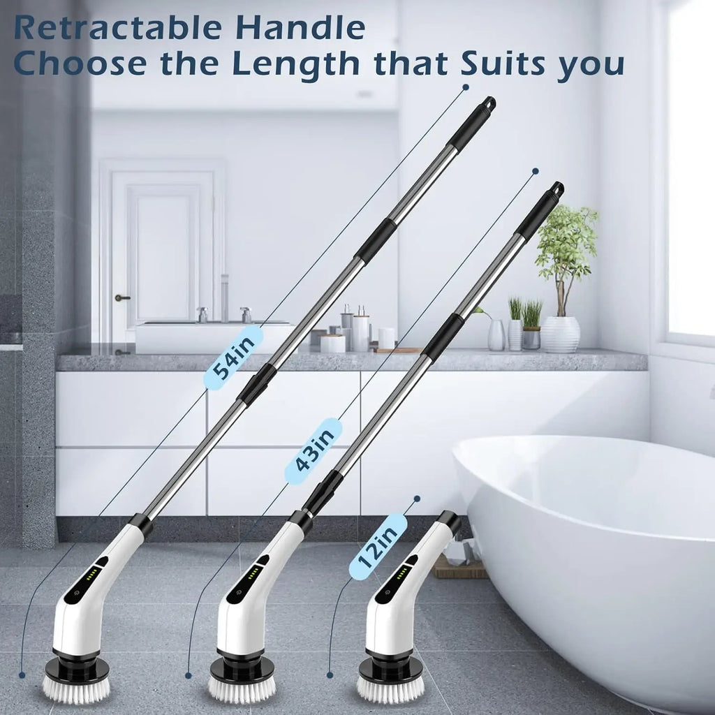 Electric Rotating Cleaning Brush, Cordless Home Cleaning Brush, 3 Adjustable Sizes, Suitable for Bathroom, Shower, Bathtub, Etc.