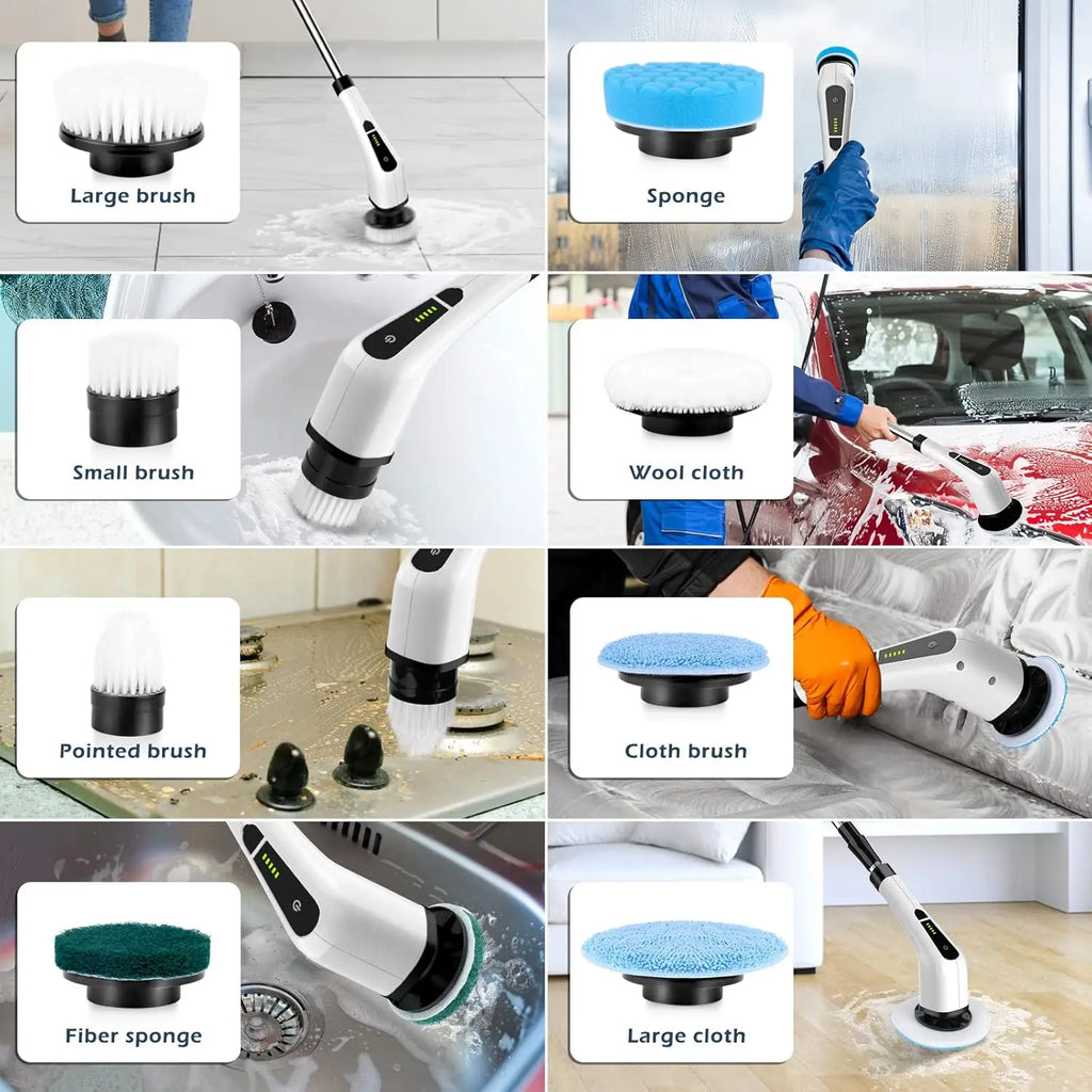 Electric Rotating Cleaning Brush, Cordless Home Cleaning Brush, 3 Adjustable Sizes, Suitable for Bathroom, Shower, Bathtub, Etc.