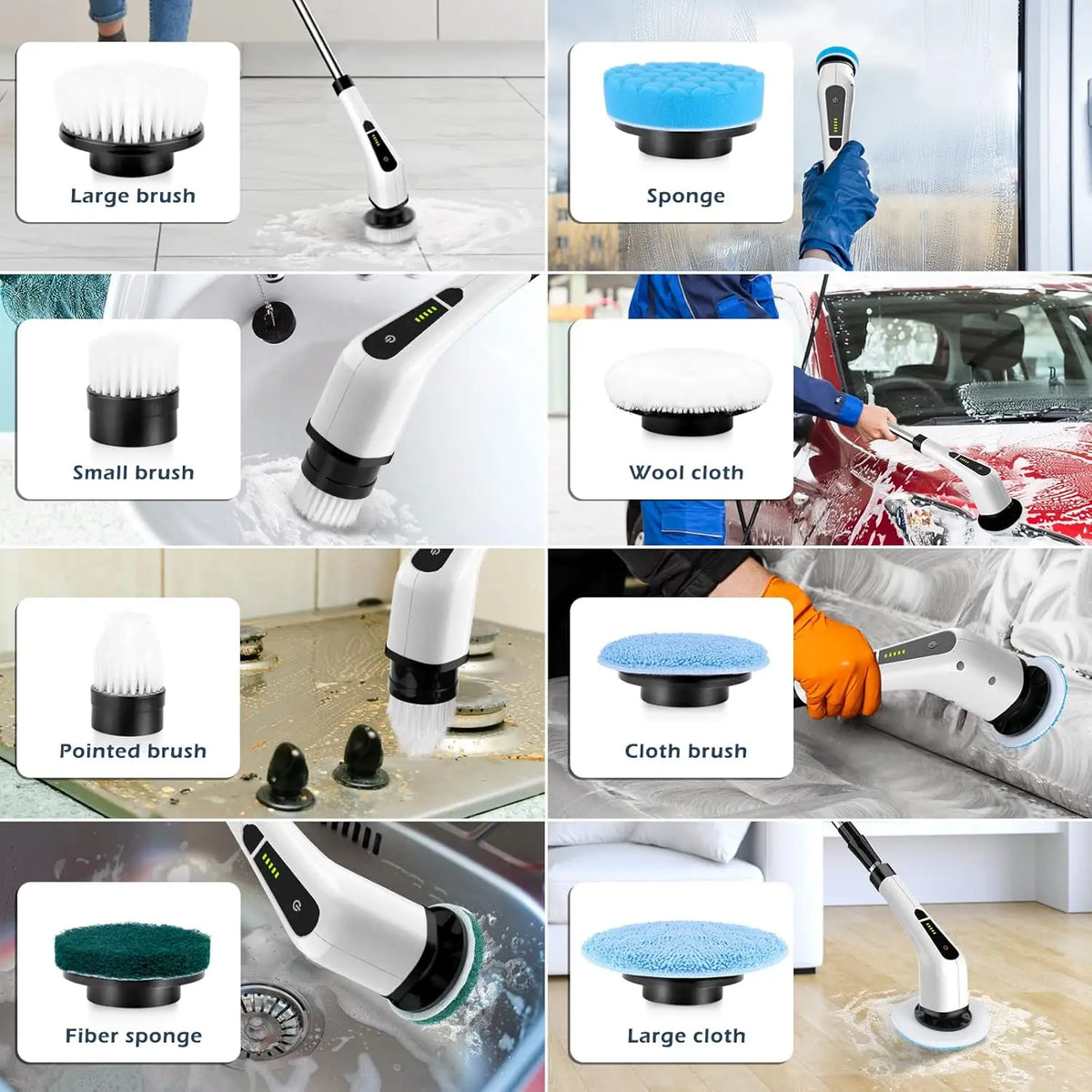 Electric Rotating Cleaning Brush, Cordless Home Cleaning Brush, 3 Adjustable Sizes, Suitable for Bathroom, Shower, Bathtub, Etc.