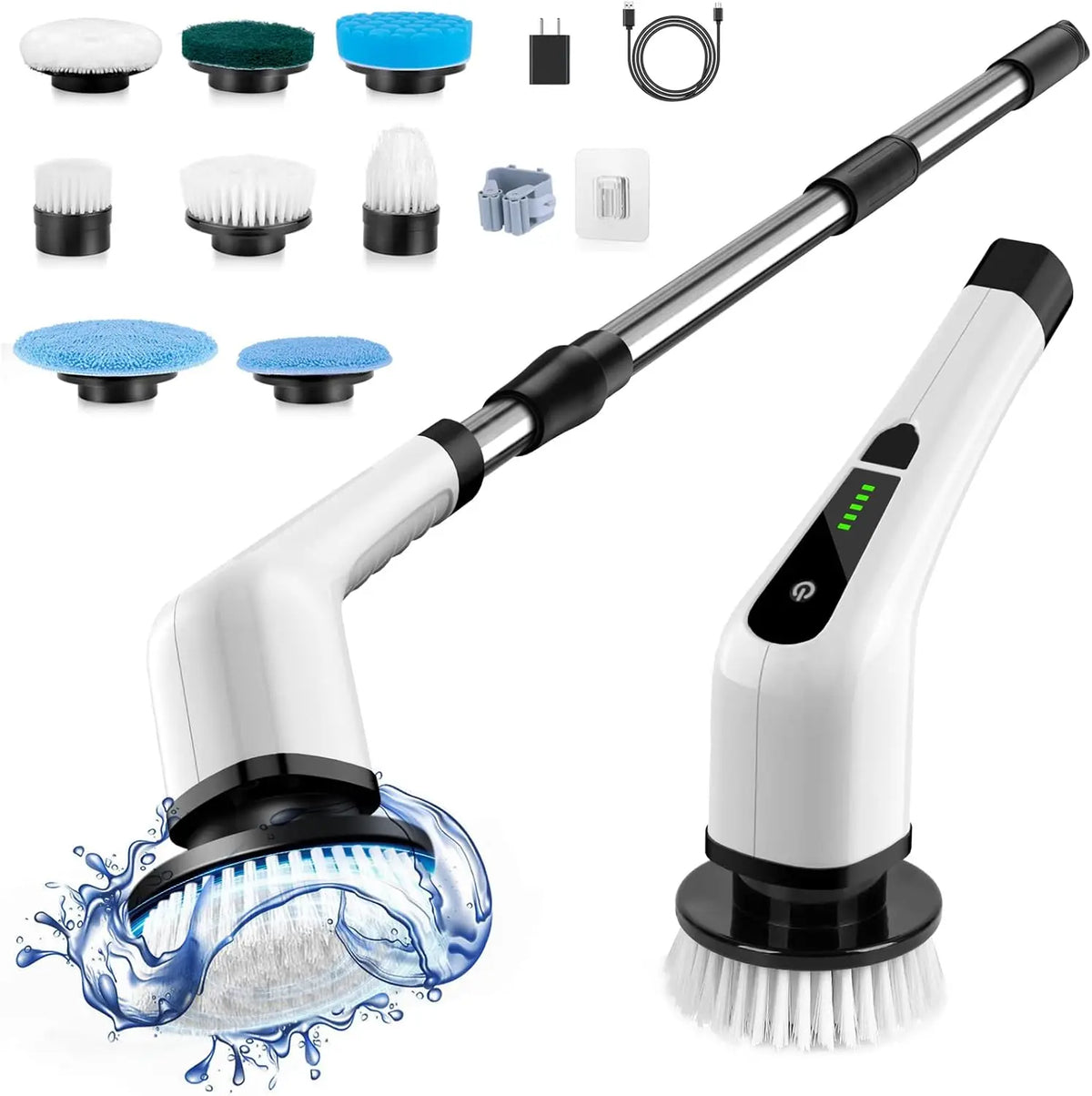 Electric Rotating Cleaning Brush, Cordless Home Cleaning Brush, 3 Adjustable Sizes, Suitable for Bathroom, Shower, Bathtub, Etc.