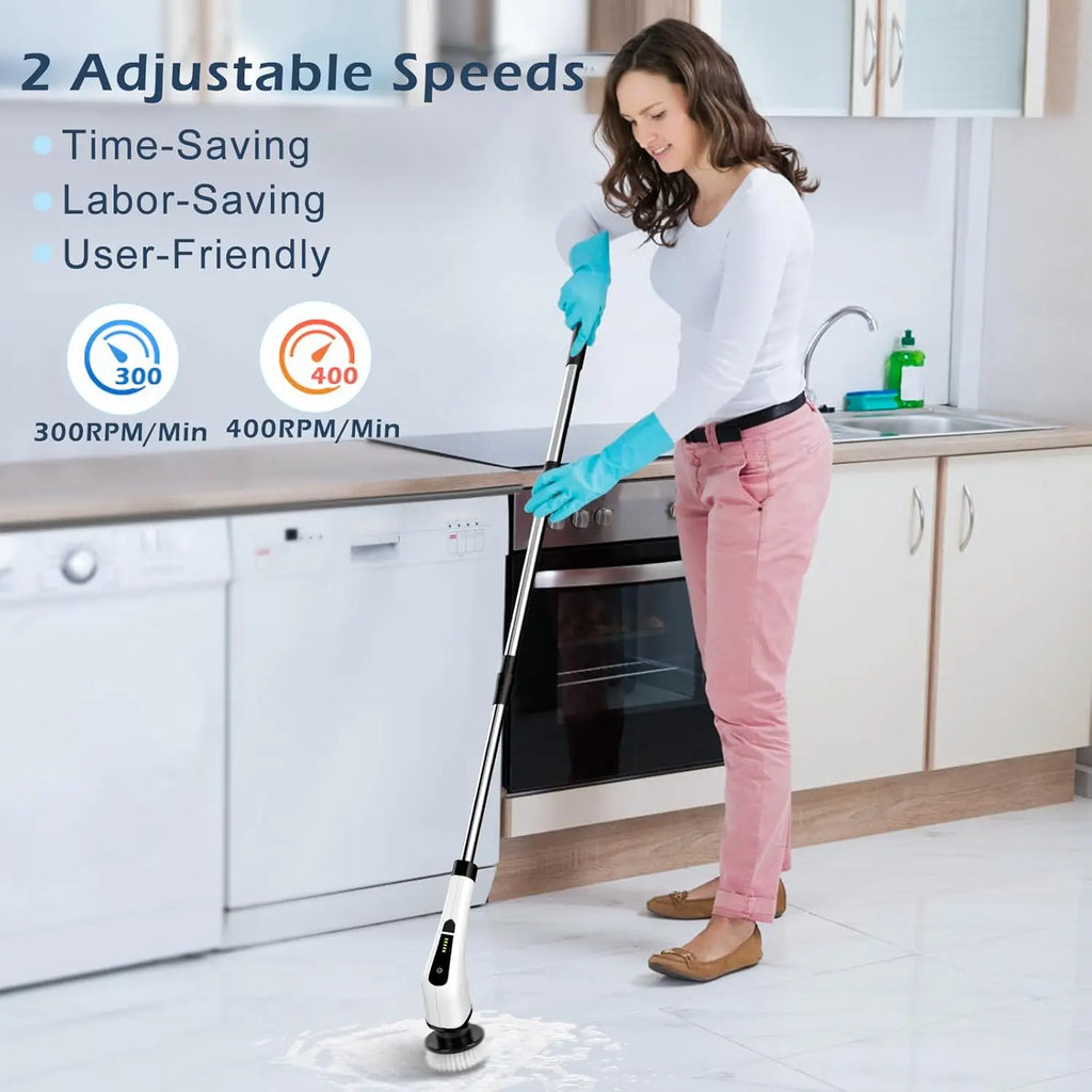 Electric Rotating Cleaning Brush, Cordless Home Cleaning Brush, 3 Adjustable Sizes, Suitable for Bathroom, Shower, Bathtub, Etc.