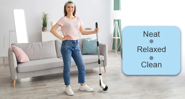 Electric Rotating Cleaning Brush, Cordless Home Cleaning Brush, 3 Adjustable Sizes, Suitable for Bathroom, Shower, Bathtub, Etc.