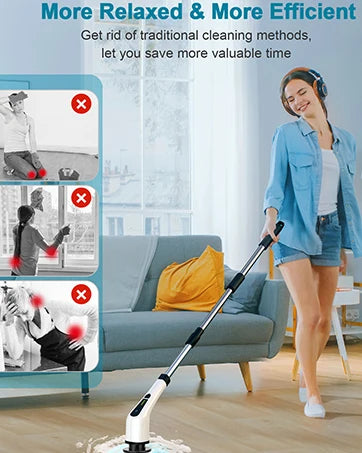 Electric Rotating Cleaning Brush, Cordless Home Cleaning Brush, 3 Adjustable Sizes, Suitable for Bathroom, Shower, Bathtub, Etc.