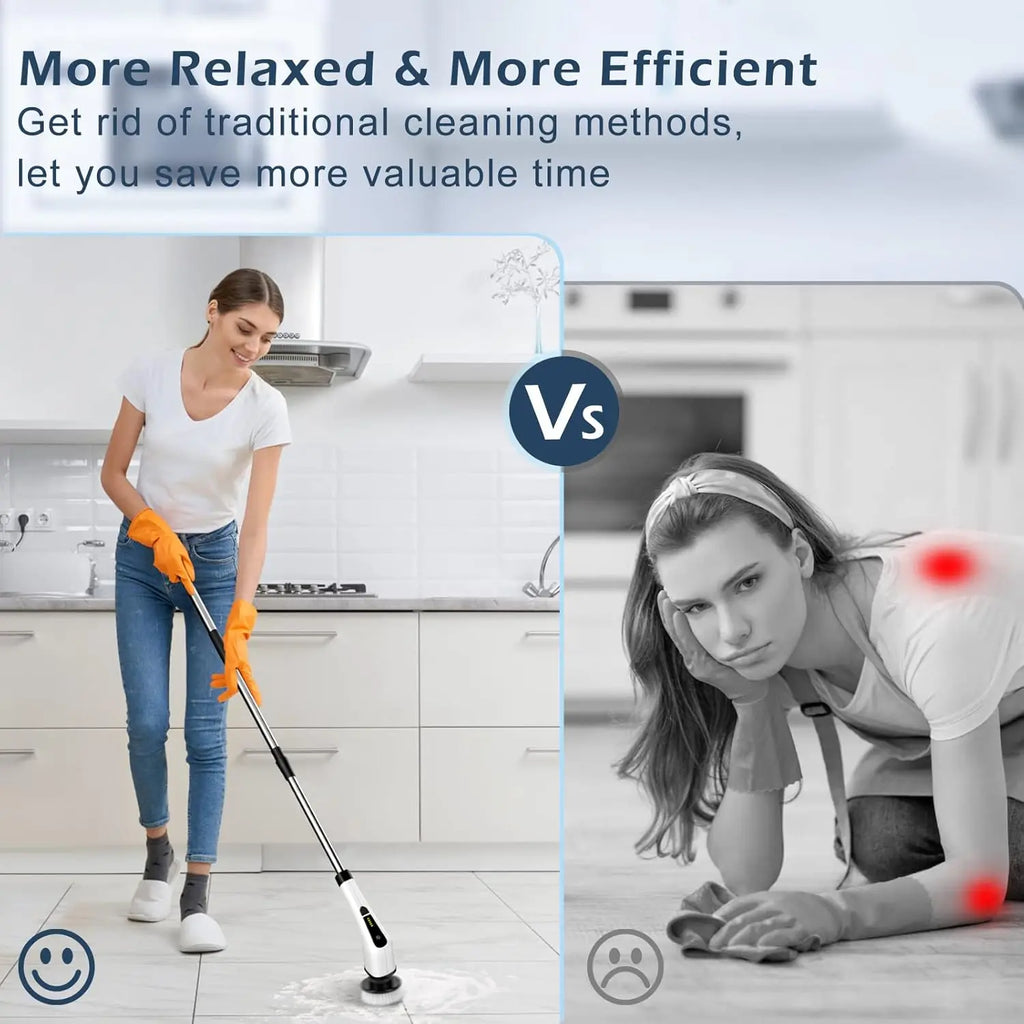 Electric Rotating Cleaning Brush, Cordless Home Cleaning Brush, 3 Adjustable Sizes, Suitable for Bathroom, Shower, Bathtub, Etc.