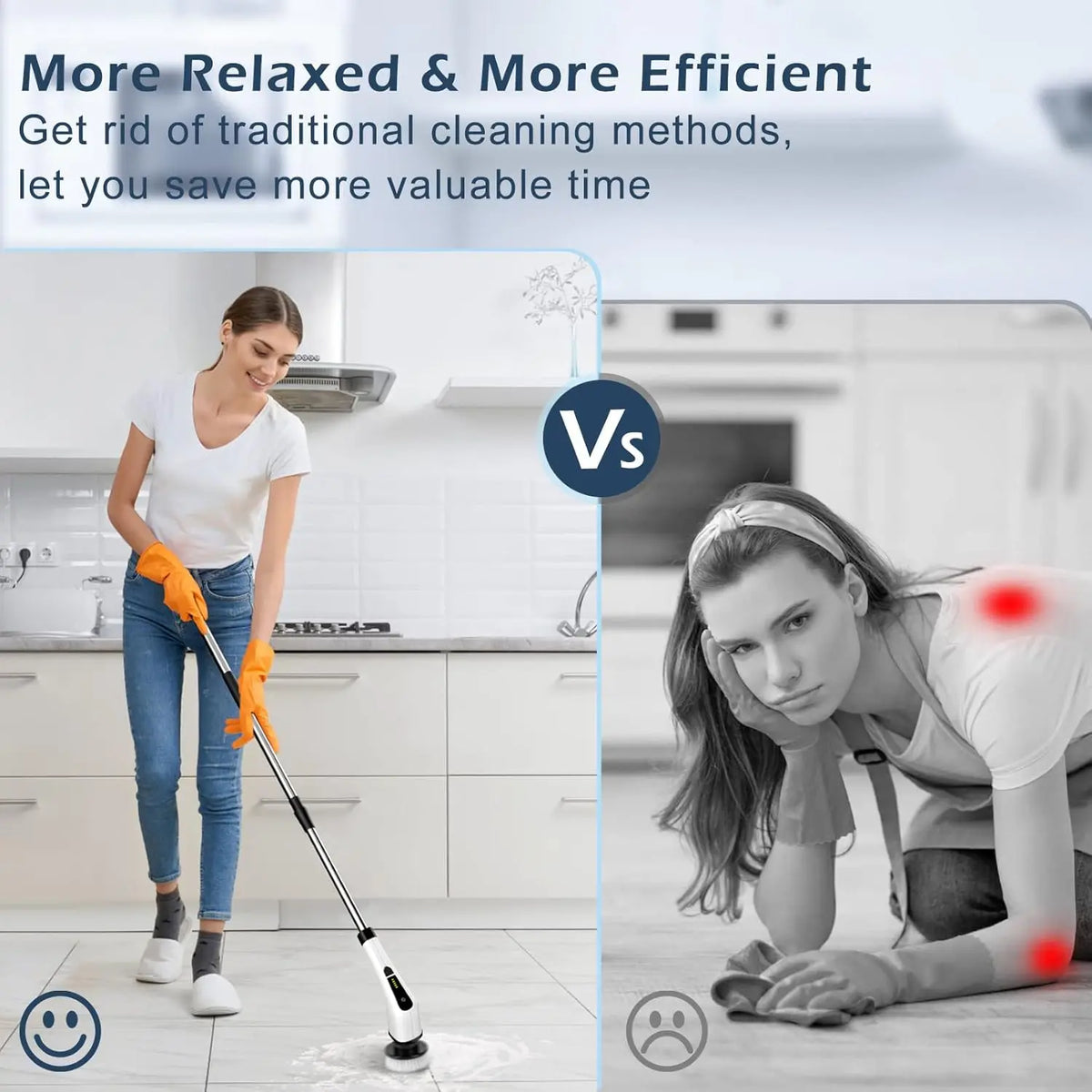 Electric Rotating Cleaning Brush, Cordless Home Cleaning Brush, 3 Adjustable Sizes, Suitable for Bathroom, Shower, Bathtub, Etc.